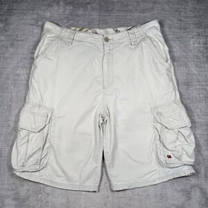 Quiksilver Shorts Mens 34 White Vintage Y2K Cargo Utility Skate Baggy Relaxed
